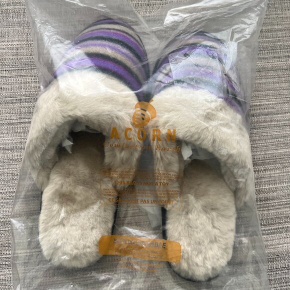 Acorn Comfort On Earth Fleece Scuff Slipper Women Size 8-9 - Picture 1 of 5